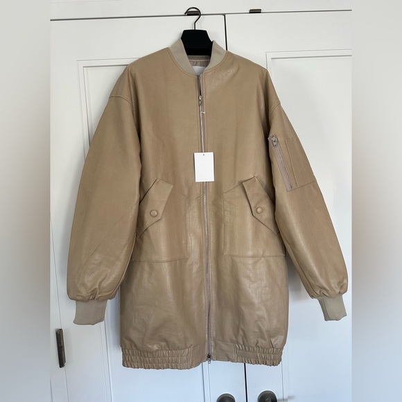 ❌❌❌SOLD!THE FRANKIE SHOP New Beige Jesse Faux-Leather Jacket NWT! Size XS-S - Picture 5 of 15
